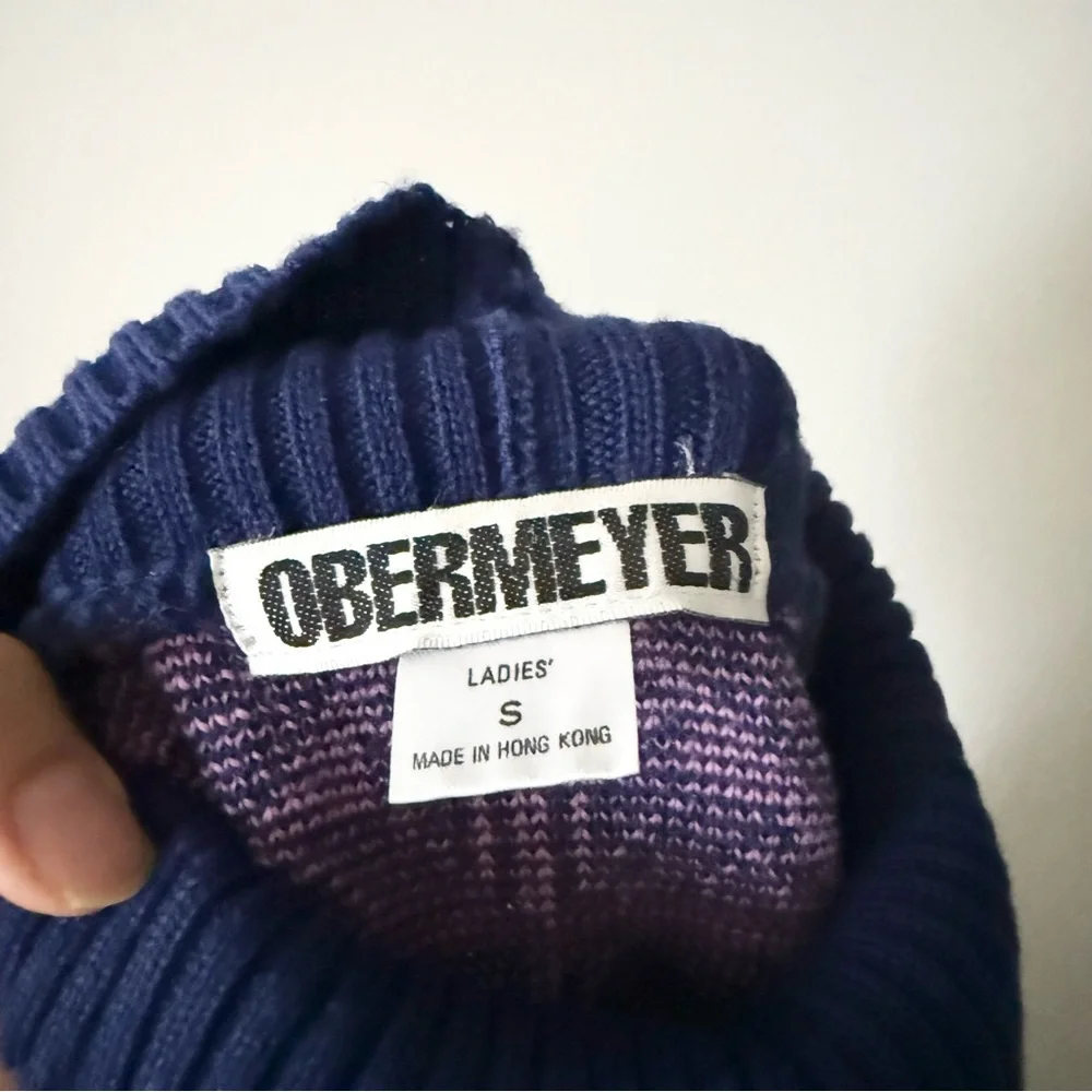 Vintage Obermeyer Fair Isle Nordic Pink Wool‎ Sweater Sz S Grandma